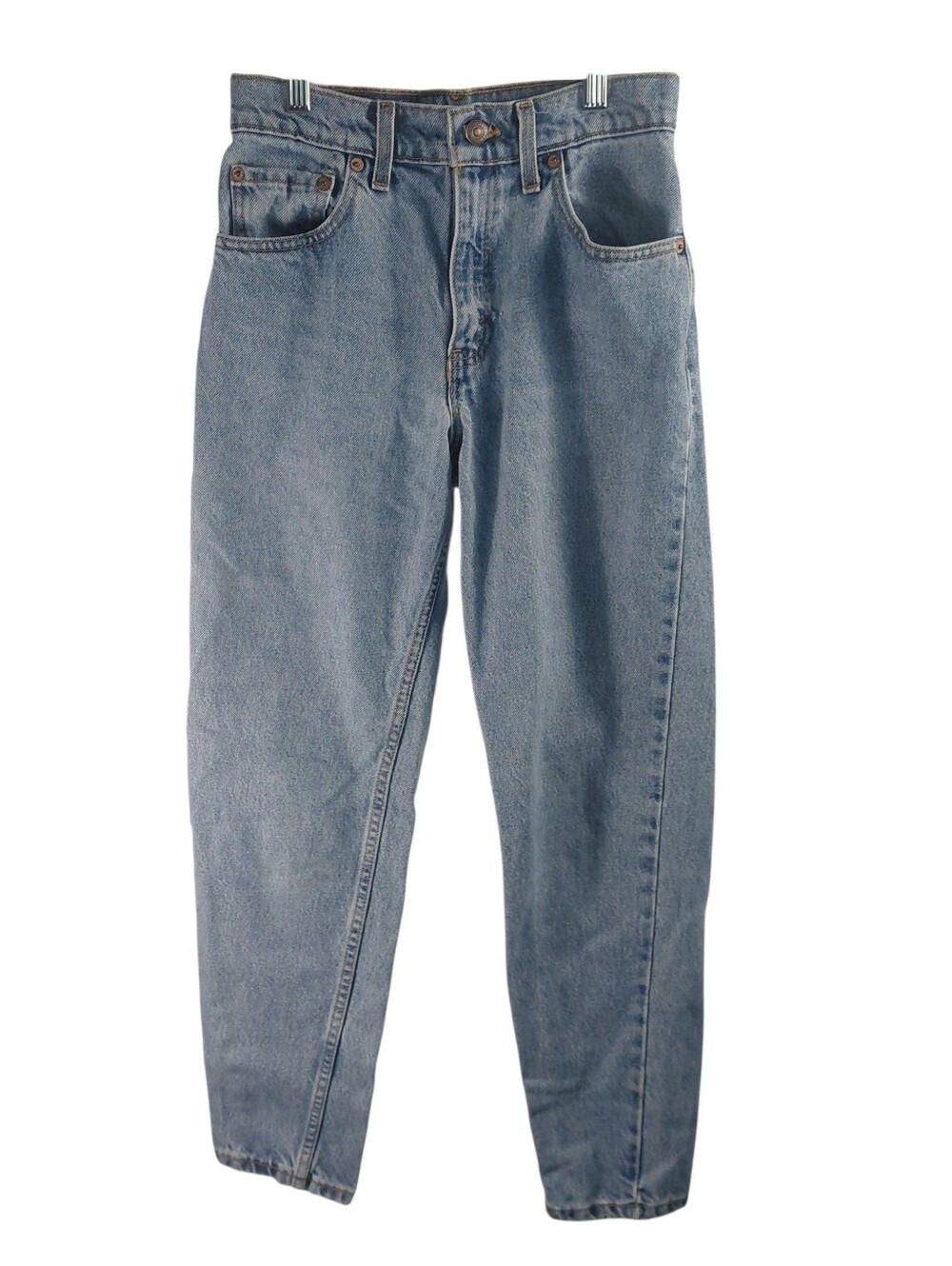 Vtg 90s Levis 550 High Waisted Mom Jeans 3 Short Light Wash Tapered Rigid Denim